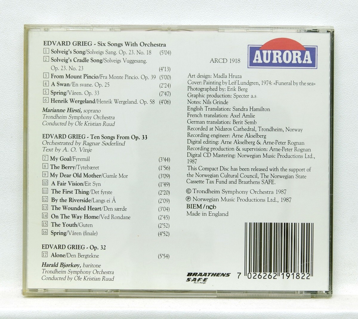 OLE KRISTIAN RUUD - GRIEG songs for orchestra AURORA CD NM | eBay