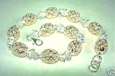 7,5 MM GELBVERGOLDET 925 SILBER HAWAII 3D ANANAS ARMBAND 7,75''-7,25''