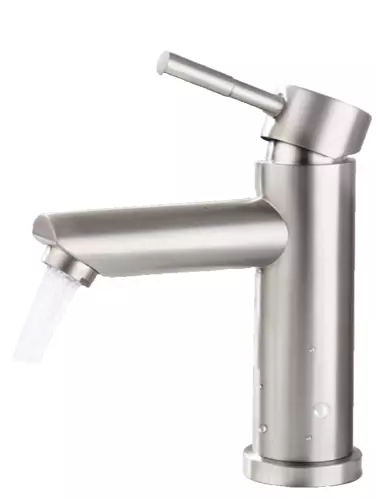 BRUSHED SILVER Bathroom Tap -Sink Mixer Tap Round Single Lever- FREE DELIVERY