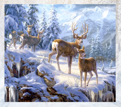 Winter Deer WINDOW CLING Size 9.2'' Repositionable Vinyl