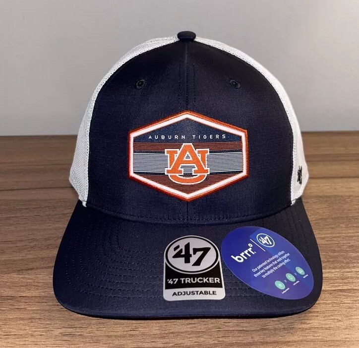 47 Auburn Tigers Trucker Mesh Burgess Snapback Navy Blue Hat  display picture 2