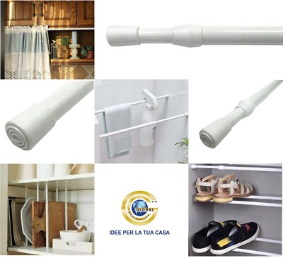 Asta Per Tenda Estensibile Senza Fori | Bianca, Regolabile 73-145 Cm Per Doccia, Finestre - Foto 8