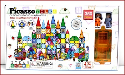 Picasso Tiles 350 pcs MEGA MAGNETIC TILE BUILDER  Set - STEM Construction NEW 