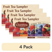(4 pack) Celestial Seasonings Fruit Tea Sampler, Caffeine-Free Herbal Tea Bags