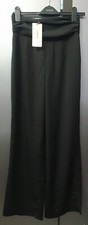 House Of CB Black Wide Leg Trousers Size M Ruched Waist Womens Smart Pants Zip