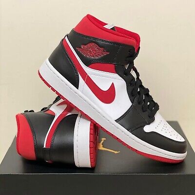 Nike Air Jordan 1 Mid GYM RED Black White CHICAGO [554724-122] Size 10.5 &  11 US