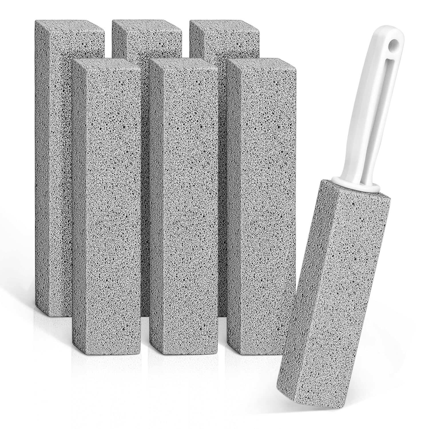Pumice Stone, 7pcs Scouring Stick with Handle for Removing Calcium Buildup, H...