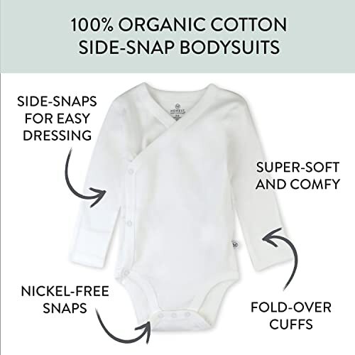 unisex-baby 3-pack Long Sleeve Side-snap Kimono Newborn Honestly Pure White - Picture 4 of 8