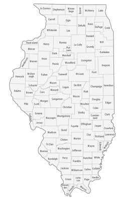 Illinois County Map GLOSSY POSTER PICTURE PHOTO PRINT BANNER 12015