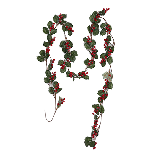 2.8m Holly & Berry Garland Red and Green