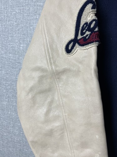 Vintage Levis USA Varsity Bomber Jacket Leather Sleeves Men’s Size L - Picture 4 of 23