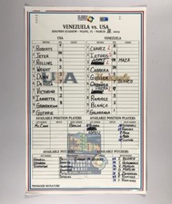 2009 World Baseball Classic Venezuela vs. USA Game Used Lineup Card MLB Hologram