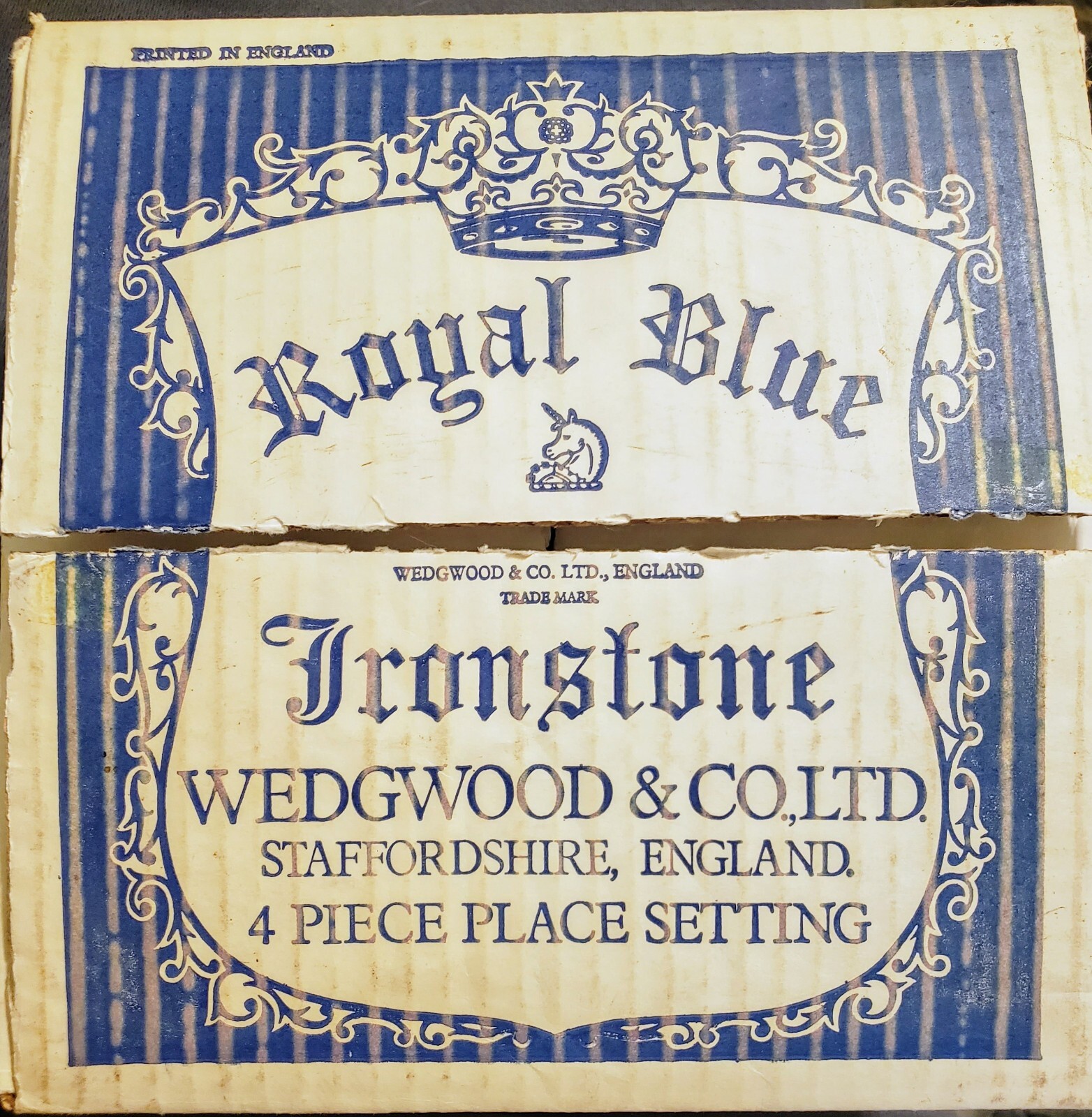 8 pc Set Vtg Royal Blue Wedgwood 2 Dinner Plates 2 Berry Bowls 2 Cups 2 Saucers