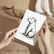 5x7 Mini Print Bear Artwork with Story, Inspirational, Visual and Text Fusion