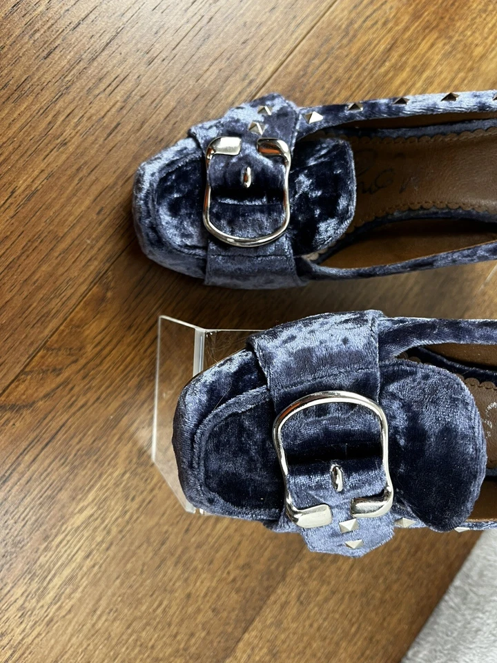 Naughty Monkey Heels Womens 8  Purple Velvet Studded Chunky Y2K - Image 3 of 4