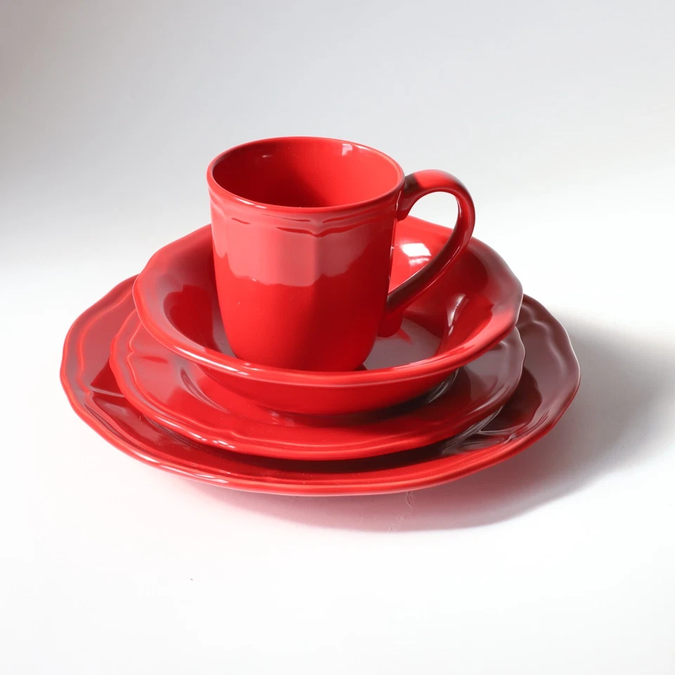 Siena 16 piece Stoneware Dinnerware Set Red by Euro Ceramica - Image 2 of 4