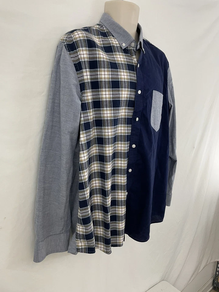 Club Room Mens XL Patch Frankenstein Button Front Cotton Shirt - Image 3 of 4