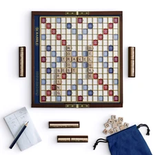 Scrabble Deluxe Travel Edition Wooden Folding Board Game Road Trip Free Shipping