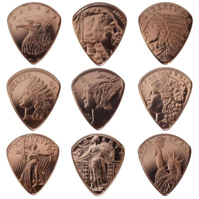Hand Crafted Guitar Pick Made From Pure Copper Round Coins