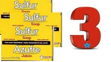 Sulfur Soap with LANOLIN ACNE TREATMENT Jabon Tratamiento con LANOLINA Azufre 