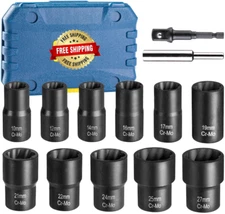 13 PCS Bolt Nut Extractor Set, 1/2-Inch Drive Lug Nut Remover Socket Tool,