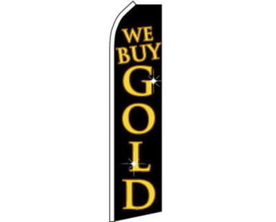 2 Pack We Buy Gold Black / Gold Swooper Feather Advertising Flag