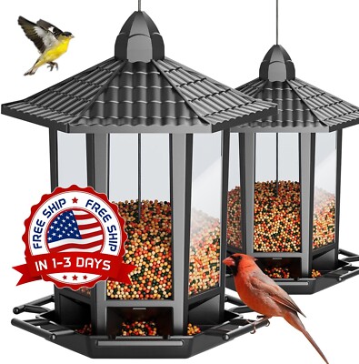 Comederos para pájaros colgantes al aire libre Diseño de pagoda retro 2 piezas