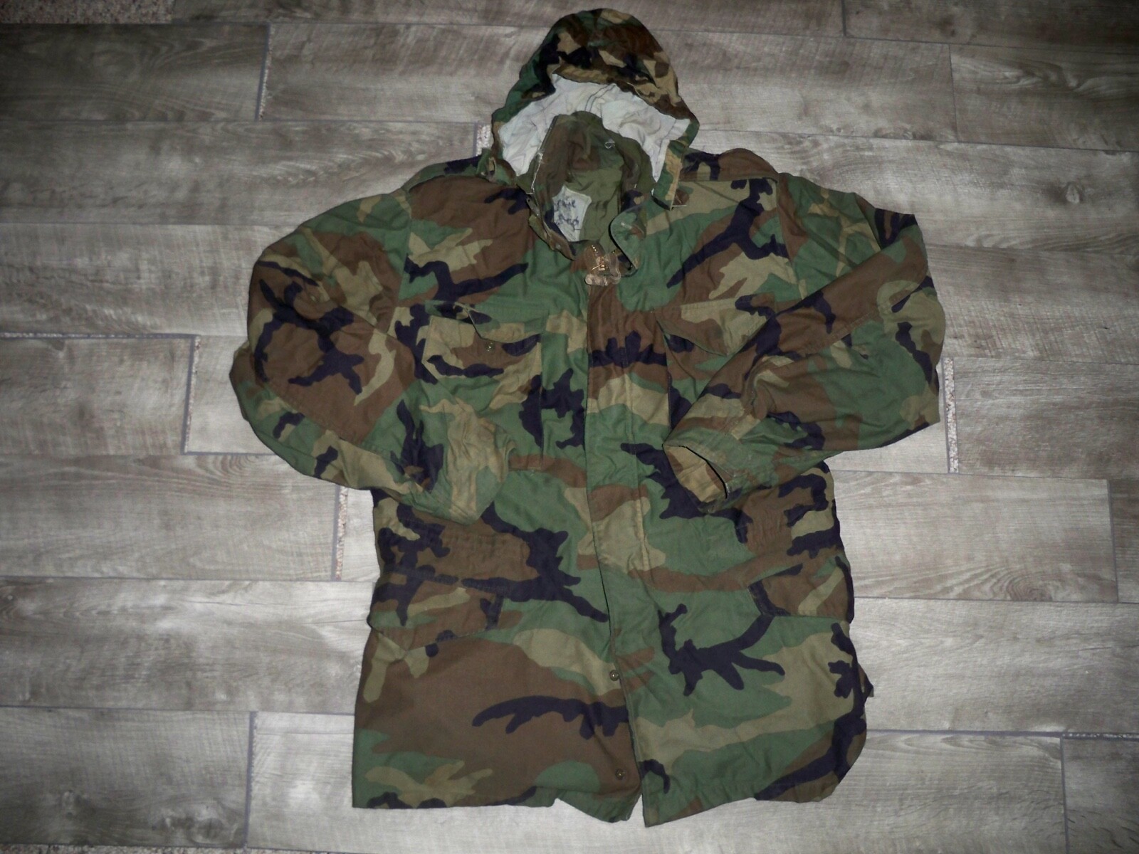 Parka Cold Weather Jacket Shirt Military Clothes Uniform Medium Vtg US Army Camo