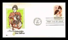 BLIND DEAF HELEN KELLER & TEACHER ANNE SULLIVAN 1980 COVER CRAFT CACHET FDC+INFO