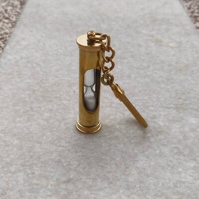 Lot Of 50 Pcs Brass Sand Timer, Key Chain Sand Timer, Hourglass, Brass Key Rings