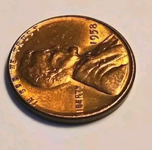 1958 Unc Lincoln wheat penny, no mint mark, L of liberty on rim, rare coin - Image 3 of 4