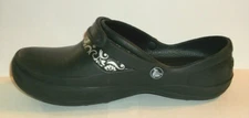 Crocs Mercy, 10876. Black With Silver Flower Pattern Clogs~Size 9