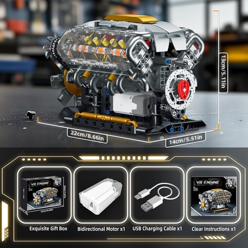 Ideas V8 Engine Building Kit for Adults, Build Your Own MOC Mini V8 Engine Model - Picture 3 of 7