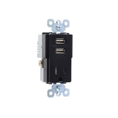6 pack Legrand USB Wall Charger 15a Tamper Resistant Receptacle Outlet black