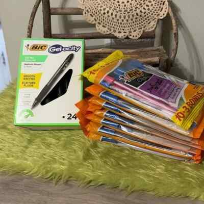 BiC Cristal Xtra Smooth Ball Pens AND BIC GELOCITY GEL PENS BLACK MEDIUM POINT
