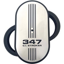 Ford 347 Ci Stroker 15 Oval Air Cleaner Kit - Silver - Black Logo - Ansen Usa Ford 347 Ci Stroker 15 Oval Air Cleaner Kit - Silver - Black Logo - Ansen Usa