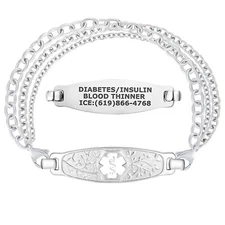 Divoti Custom Engraved Olive Medical Alert ID Women Bracelets, – w/Tri-Strand