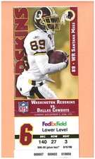 Dallas Cowboys at Washington Redskins 11-5-2006 ticket stub Santana Moss photo C