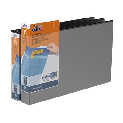 QuickFit Heavy Duty 11 x 17 Inch Spreadsheet View Binder, D Ring, Black, 2 Pa...