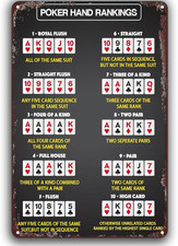 Classifiche mani poker insegna latta metallo vintage poker regole guida decorazione parete ferro po
