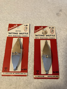 2 Vintage Susan Bates Metal Tatting Shuttles With Removal Bobbins, #14275, Used