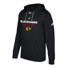 Chicago Blackhawks NHL Adidas Men CLIMAWarm Skate Lace Black Pullover Hoodie