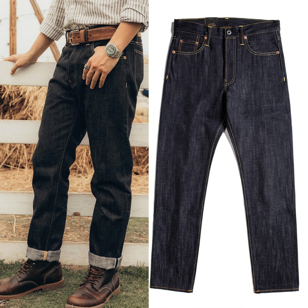 Red Tornado 17OZ Heavyweight Men's Slim Jeans Straight Raw