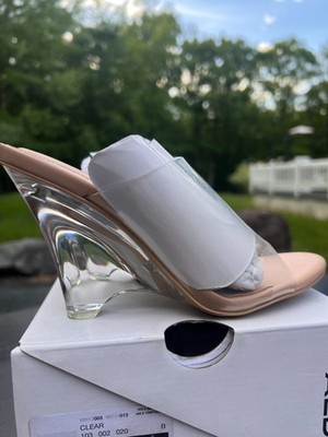 ALDO Clear Sculpted Heel Mule Sandals Transparent Strap Dress Heels New in Box
