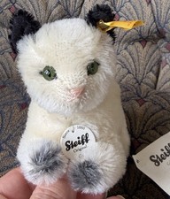 RARE VTG STEIFF New Tagged Kitty CAT Mohair 5 White Black So Cute LOOK