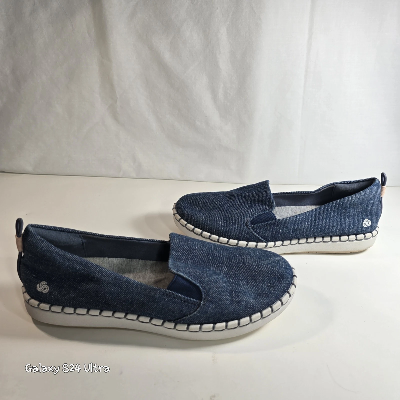 Mocassino donna Clarks Cloudsteppers Step Glow slip tessuto denim taglia US 6 M
