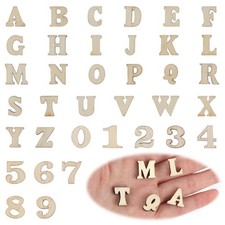 204 Pieces 0.6inch Mini Unfinished Wood Alphabet Letters and Wooden Numbers B...