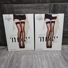  2 Vintage Nordstrom Diamond Band Thigh High Panty Hose Style 2004 Size Plus