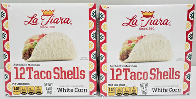 La Tiara White Corn Taco Shells 2 Boxes of 12 Sealed New ALL GOOD DATES lot 24