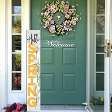 Hello Spring Wooden Porch Sign 47" Spring Large Welcome Porch Sign for Yellow